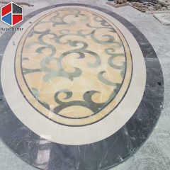 Oval wave pattern marble medallion