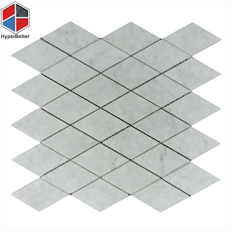 Rhombus shape white marble mosaic