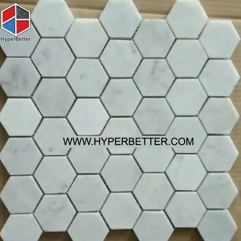 Hexagon carrara white marble mosaic