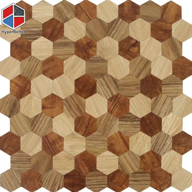 Hexagon deep wood grain ceramic mosaic