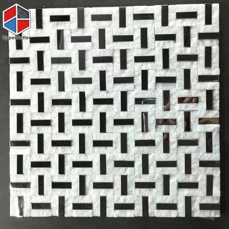 Honed white marble mixed mirror mosaic