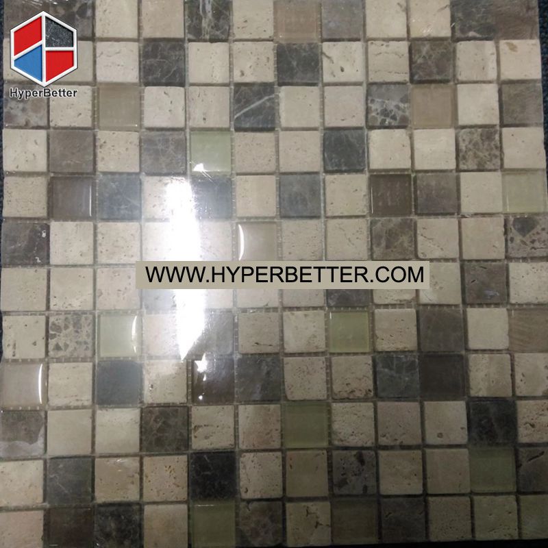Square mixed color slate mosaic