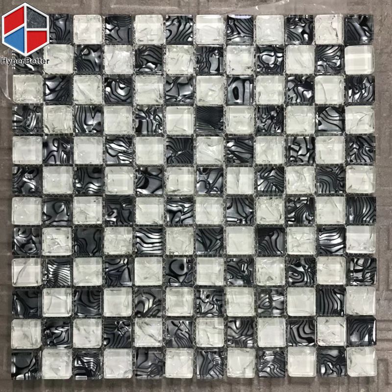 white and black glass mosaic