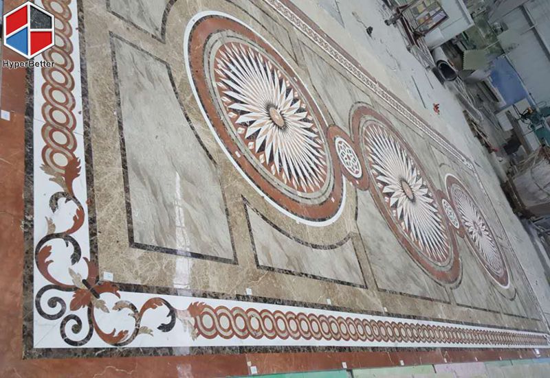 Red marble medallion