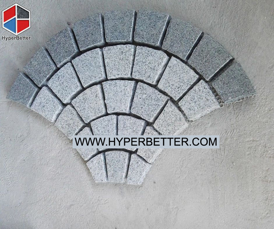 Fan shaped grey paving stone