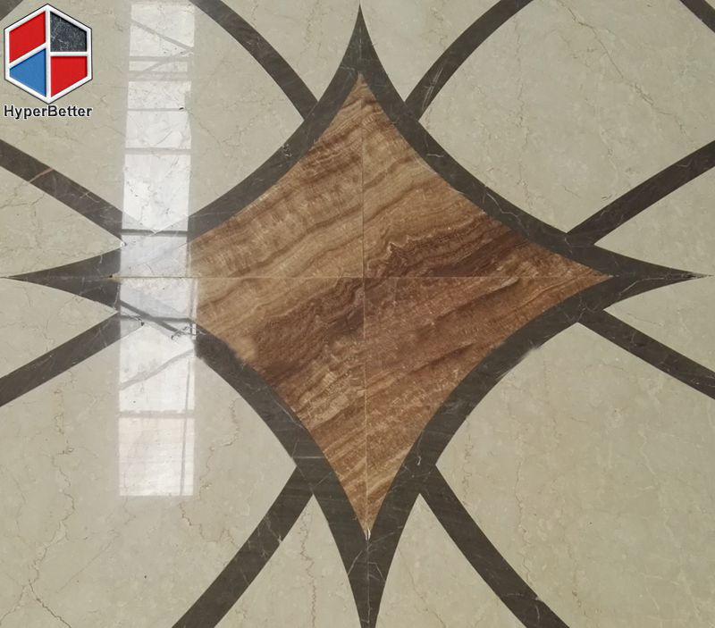 Golden-wood-marble-waterjet-flooring-tiles-3