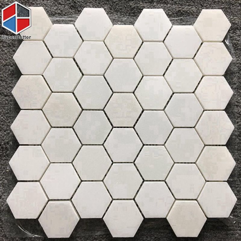 Hexagon carrara white marble mosaic (2)