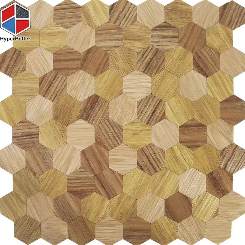 Hexagon light wood grain ceramic mosaic tile