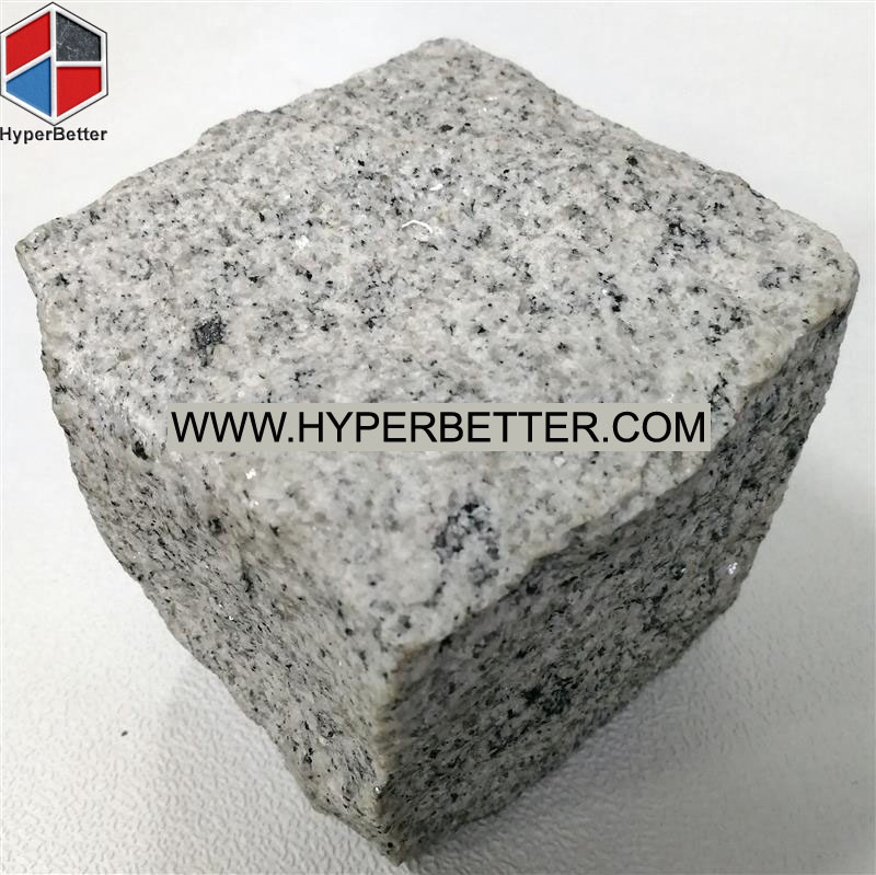 Outside handmade split grey granite cube