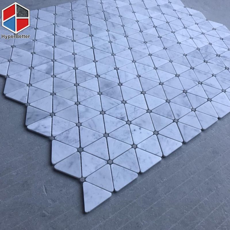 Triangle shaped white marble mosaic tiles (1)