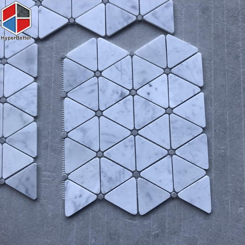Triangle shaped white marble mosaic tiles (2)