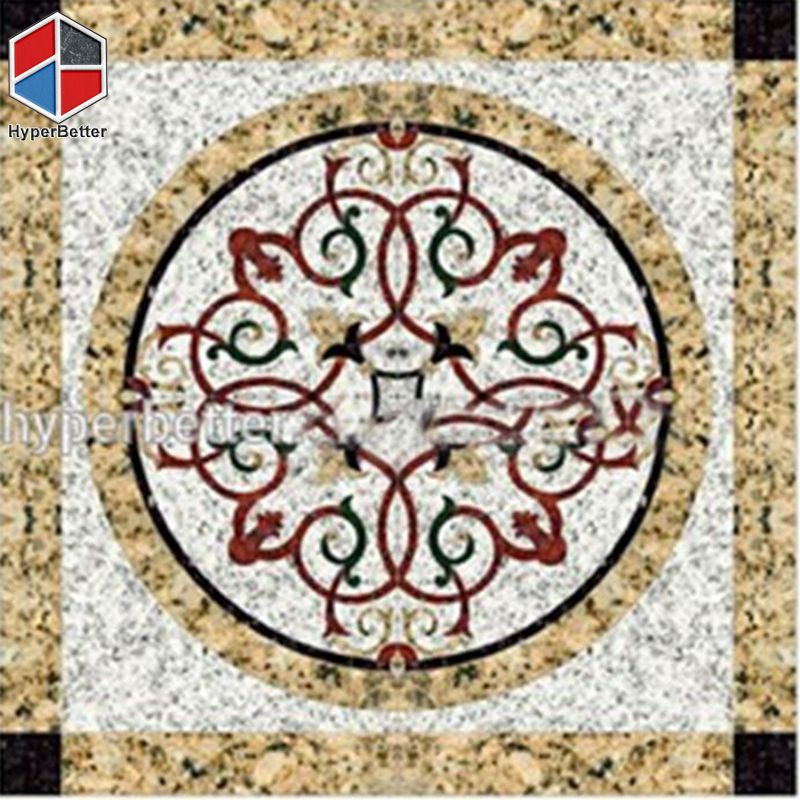 Water jet square granite medallion