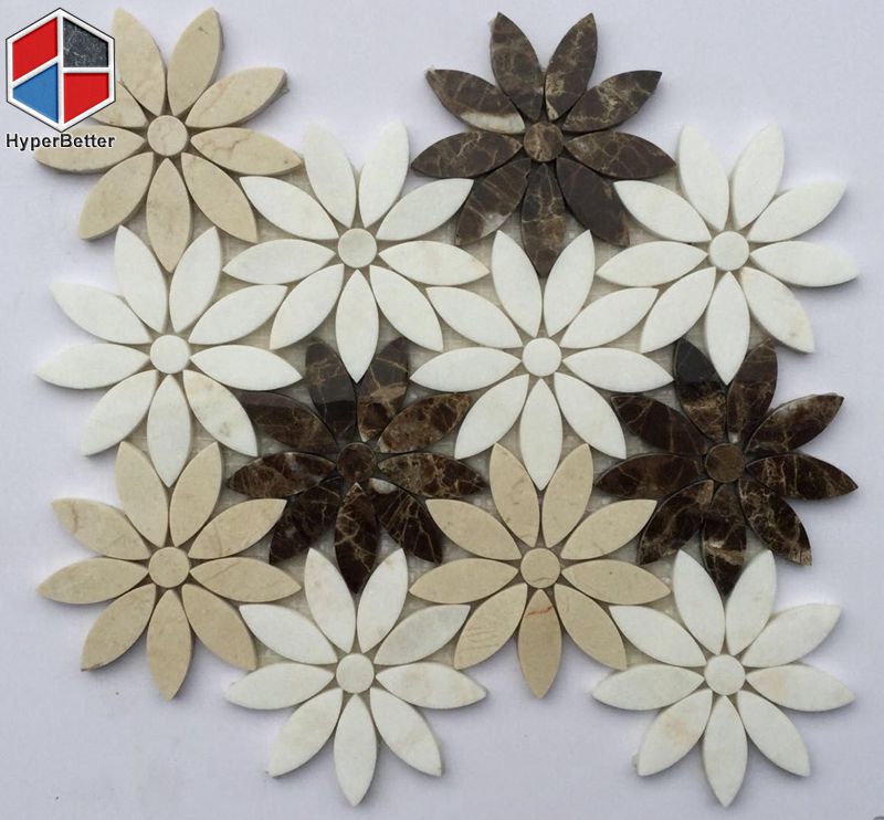 Flower Shape emperador Marble Mosaic Tiles (1)