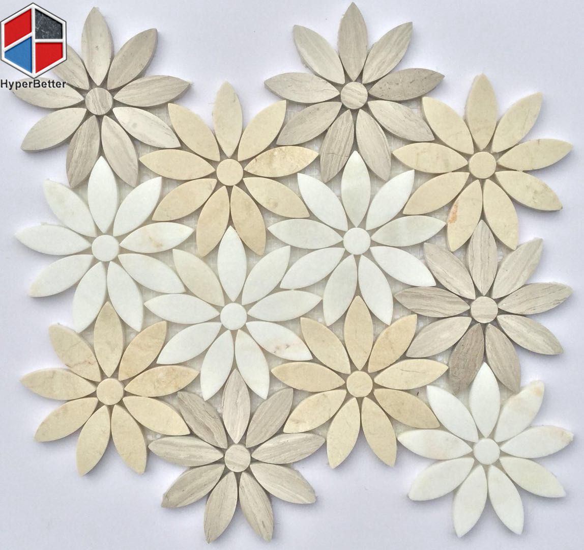 Flower Shape emperador Marble Mosaic Tiles (2)