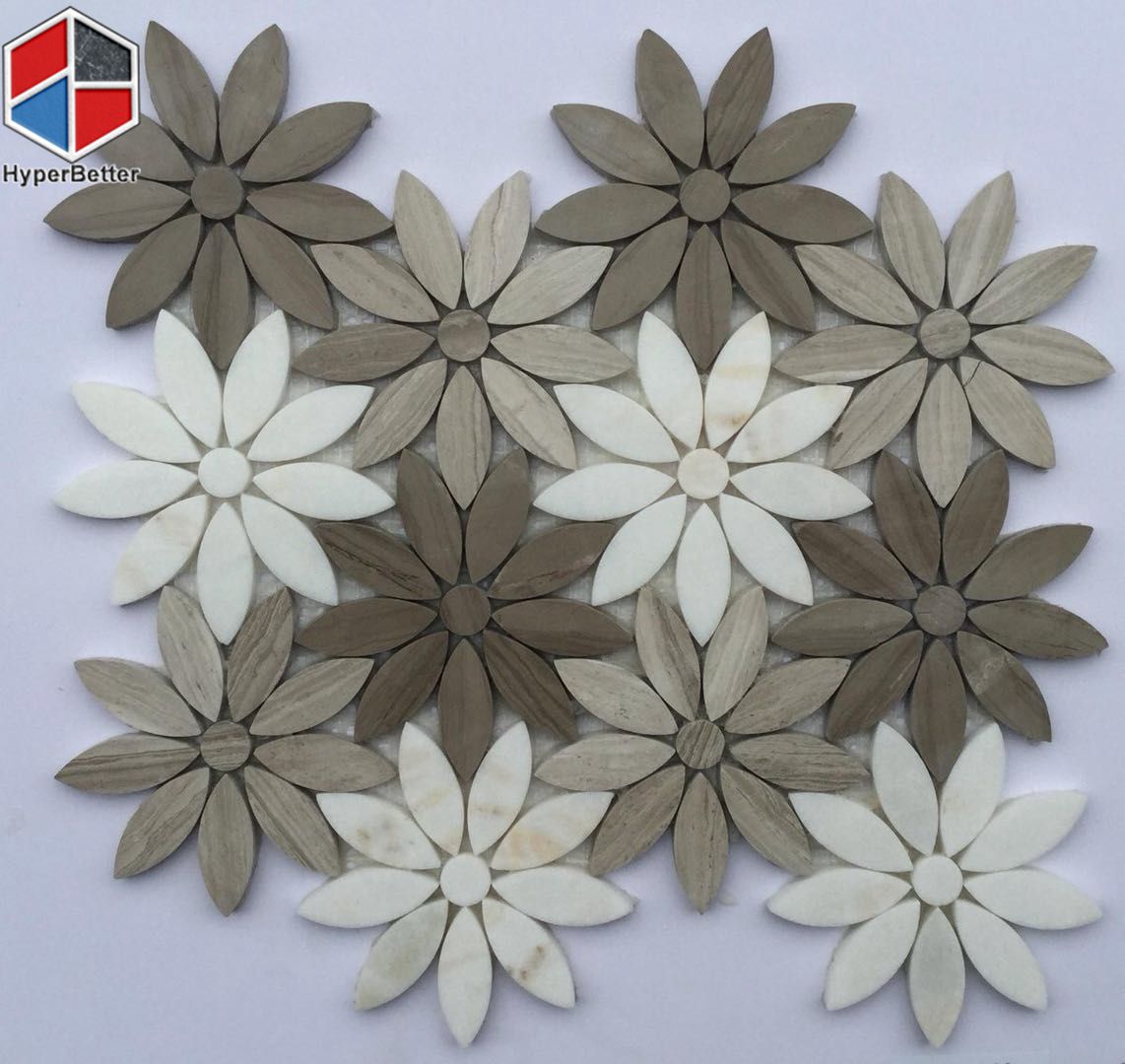 Flower Shape emperador Marble Mosaic Tiles (3)