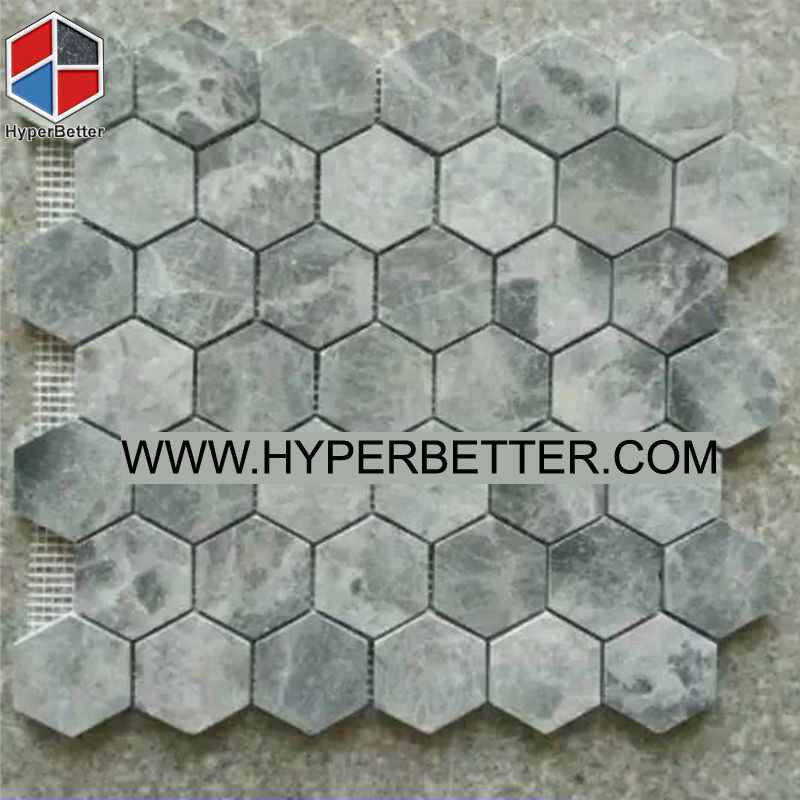 hexagonal shape grey marble mosaic