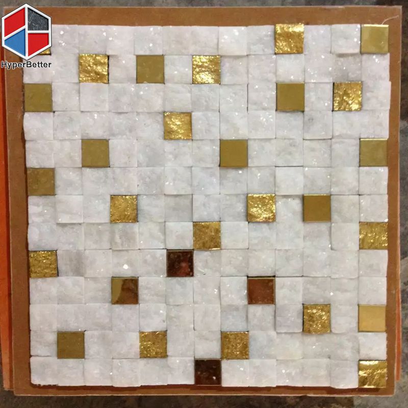 white and golden marble mosaic