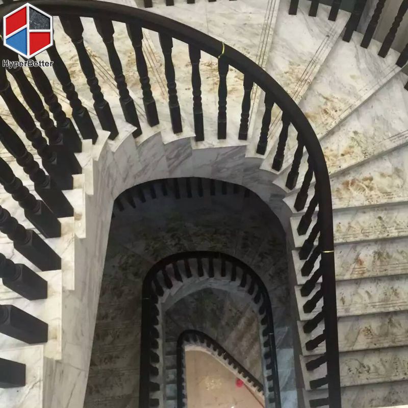 Arabescato white marble stairs