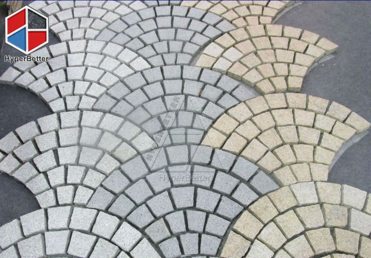 Multi color fan shaped paving stone-2